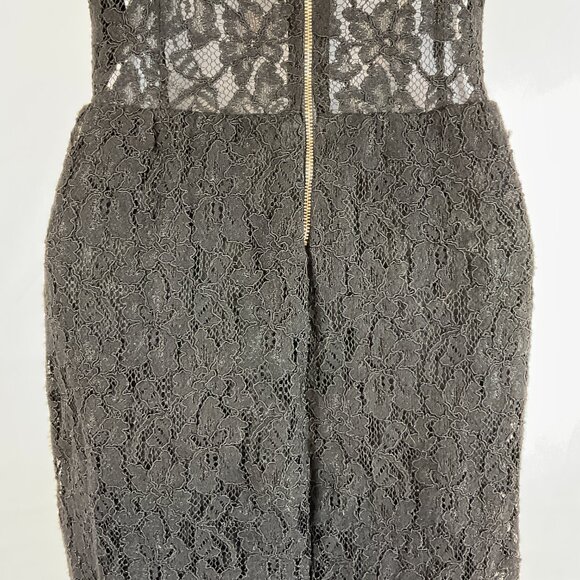 Babaton Lace Dress 2 Black Short Sleeve V-Neck Sheer Back Pockets - Picture 11 of 13